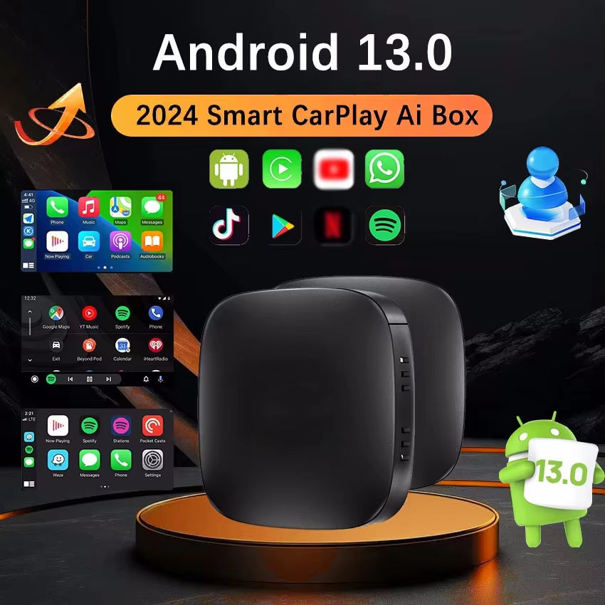 Android 13 Carplay Ai Box Wireless Android Auto Smart TV Box Car Intelligent System WIFI Support Netflix Youtube FOTA Upgrade