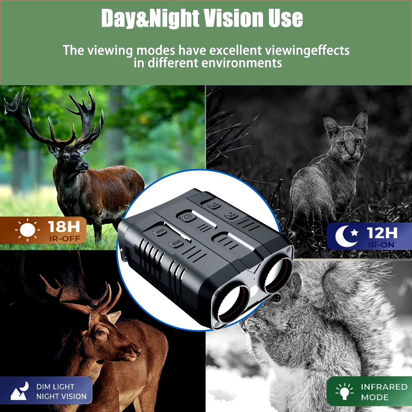 4K Night Vision Binocular Device 10X Digital Zoom Full Dark 800M Infrared Wifi Telescope for Hunting Camping Video Record