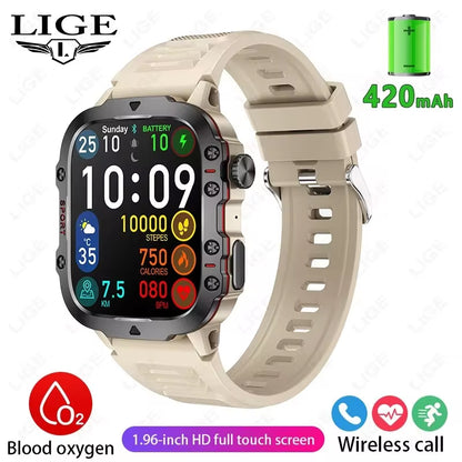 New Smart Watch 1.96 Inch Screen 420 Mah Bluetooth Call Voice Assistant Watch Sports Fitness Waterproof Smartwatch for Men