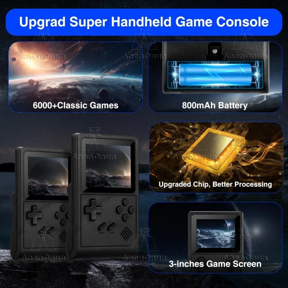 3.0 Inch Portable Video Game Console Built-In 6000 Games 7 Emulator Children Handheld Game Players Kids Mini Retro Game Machine