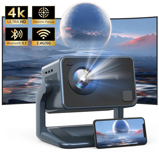 5G Wifi Projector with Bluetooth, 2024 Upgrade Native 1080P Projector for Outdoor & Camping, Mini Movie Projector Support 4K Resolution, Wireless & Wired Projector for Home & Camping & Party